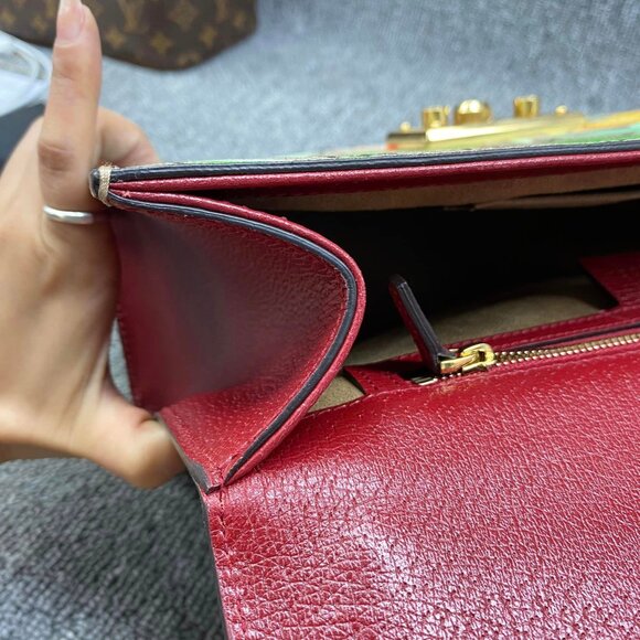 100% Authentic GUCCI Padlock Multicolor Tian Print GG Canvas Shoulder Bag - Picture 15 of 16